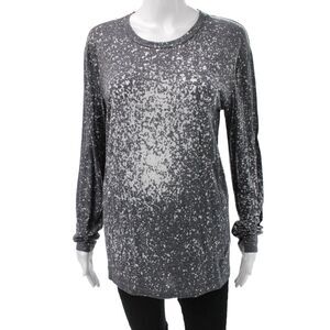 IRO Jeans Women Jersey Tunic Long Sleeve Crew Neck Dark Gray Size M